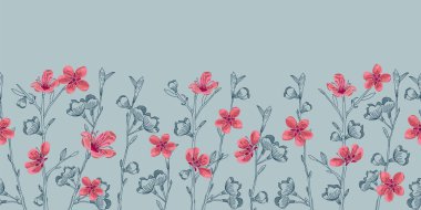 Vektör gri, pembe, kiraz çiçekleri kusursuz desen