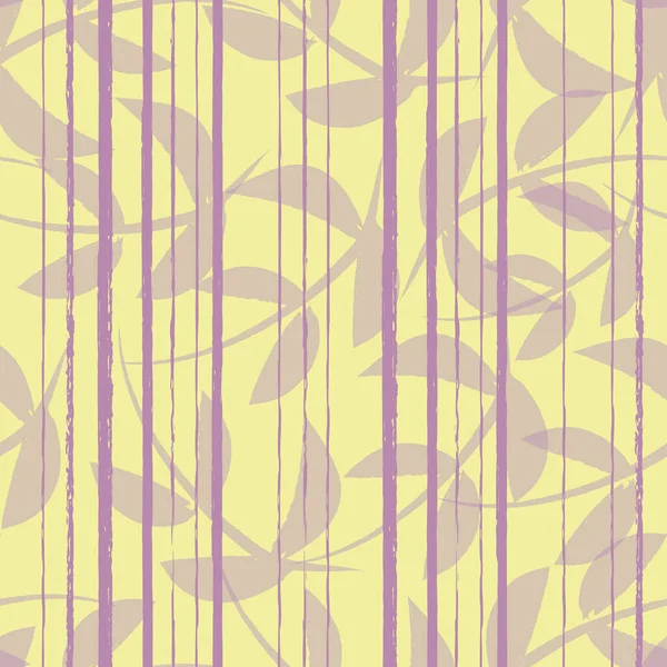 矢量黄紫色粉色叶子无缝图案 — 图库矢量图片