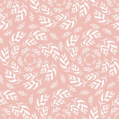 Vektör beyaz yapraklar pembe boho tekrar desen