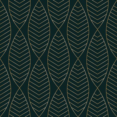 Vektör altın oval sanat deco koyu dikişsiz desen