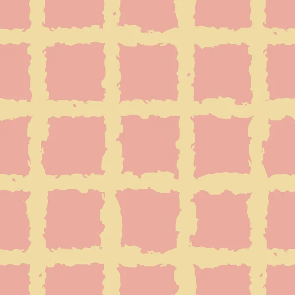 Vector amarillo rejilla a cuadros rosa patrón sin costura — Vector de stock