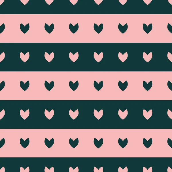 Vector rosa verde rayas corazones patrón sin costuras Ilustraciones de stock libres de derechos
