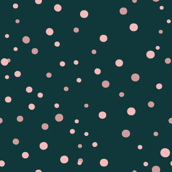 Vector pink polka dots dark green seamless pattern — Image vectorielle