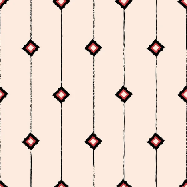 Vecteur dessiné rouge noir losange écru motif répétition — Image vectorielle
