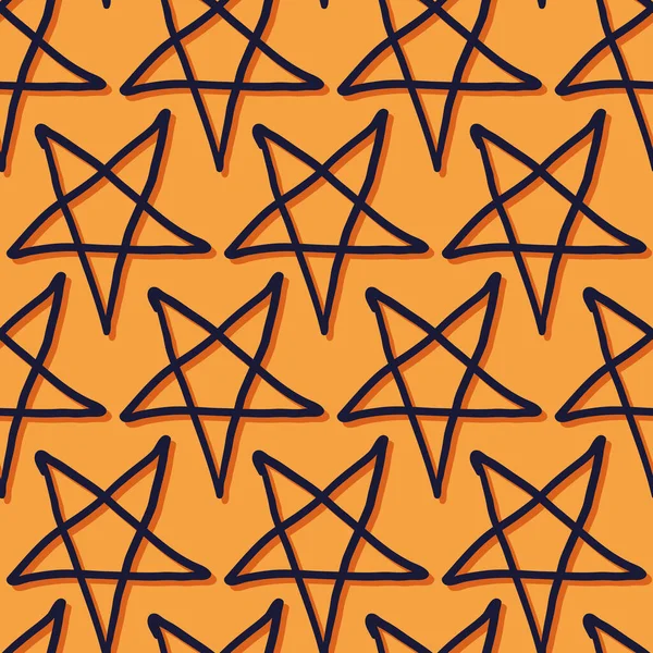 Vector naranja estrella oscura pentagrama patrón sin costura Ilustración de stock