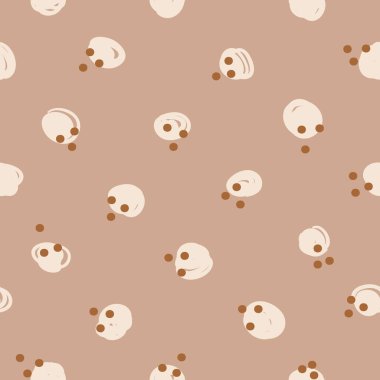 Vektör kahverengi ecru polka noktalar boho pürüzsüz desen