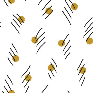 Siyah vektör mürekkep çizgileri beyaz noktasız desen çizer