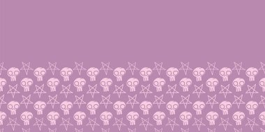 Vektör pembe kafatasları pentagram sınır tekrarlama deseni