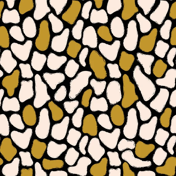 Vecteur beige pierres jaunes motif sans couture noir — Image vectorielle