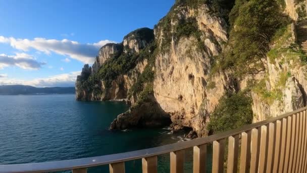 Spectaculaire Kliffen Boven Cantabrische Zee Een Zonnige Ochtend — Stockvideo