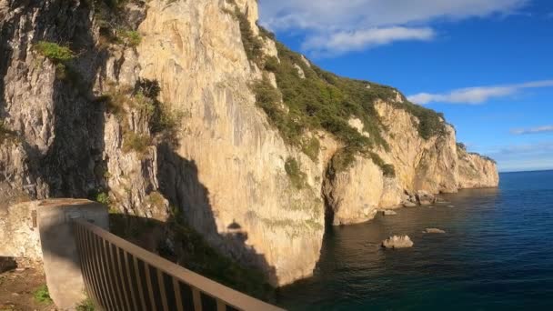 Spectacular Cliffs Cantabrian Sea Sunny Morning — Stock Video