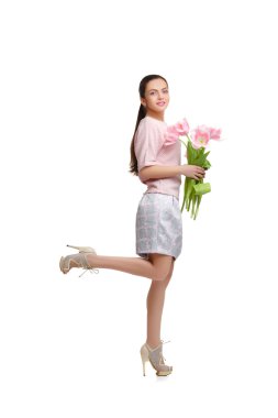 Lale buketi kadınla