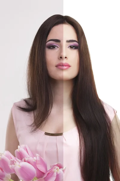 kadın, önce ve sonra rötuş