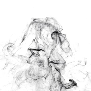 Beyaz arkaplanda siyah duman