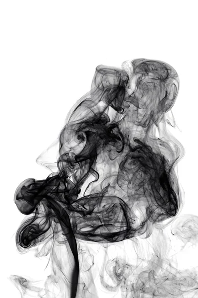 Fumo nero su sfondo bianco — Foto Stock