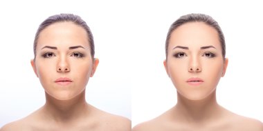 kadın, önce ve sonra rötuş