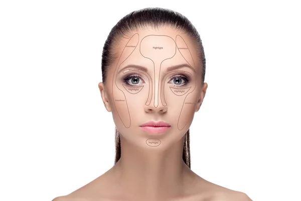 Kontur.Make up kvinna ansikte. — Stockfoto