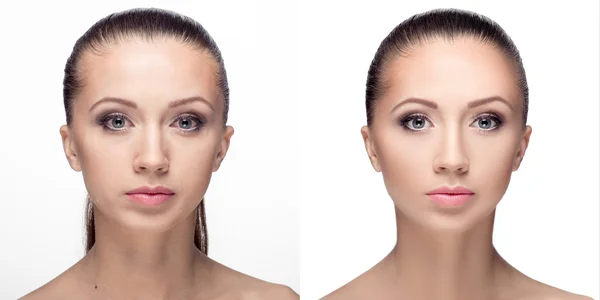 kadın, önce ve sonra rötuş