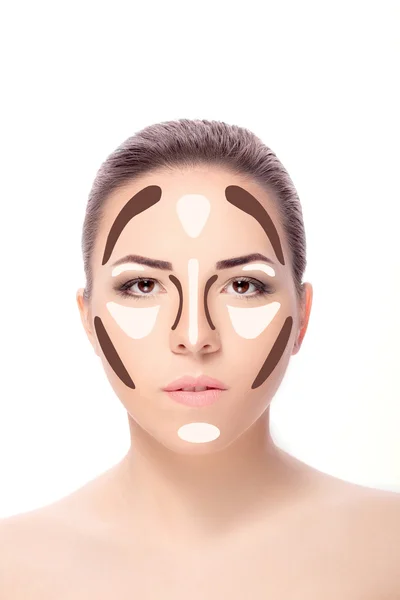 Contouring.Make hasta cara de mujer . — Foto de Stock