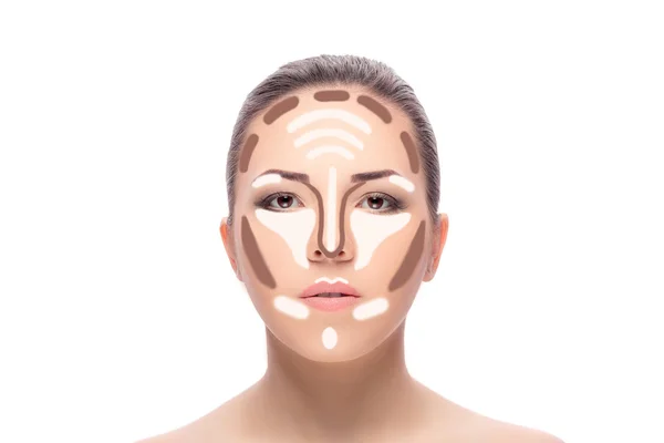 Contouring.Make up woman face. — Stock Photo, Image