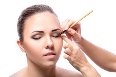 Makyaj. Göz farı fırçası