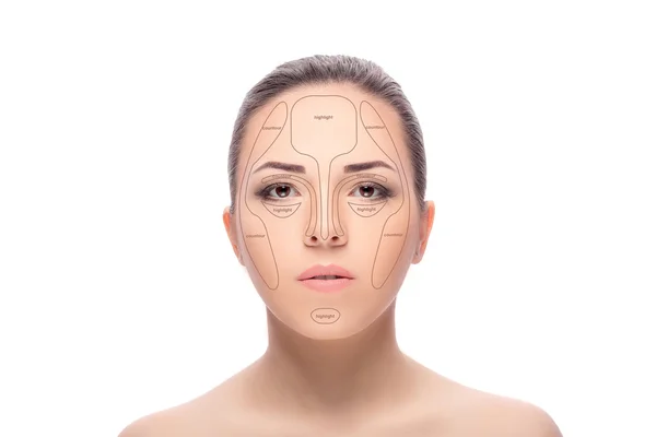Kontur.Make up kvinna ansikte. — Stockfoto