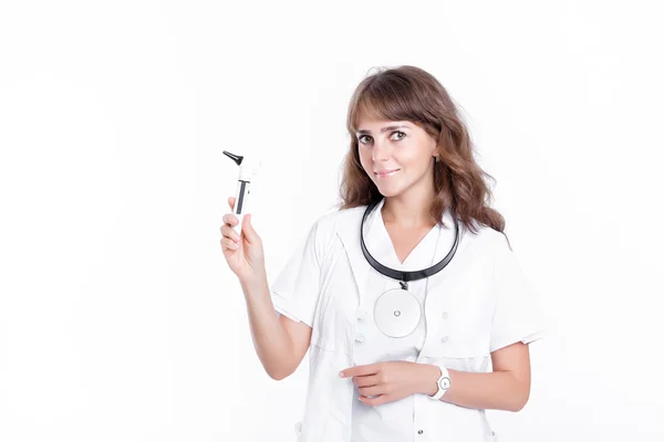 Le Docteur ENT tient l'Otoscope — Photo