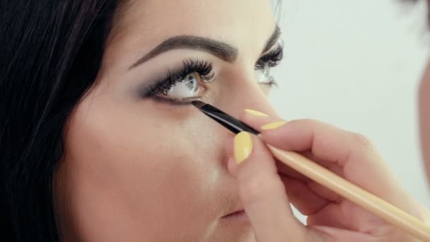 Maquiagem artista aplicando maquiagem — Vídeo de Stock