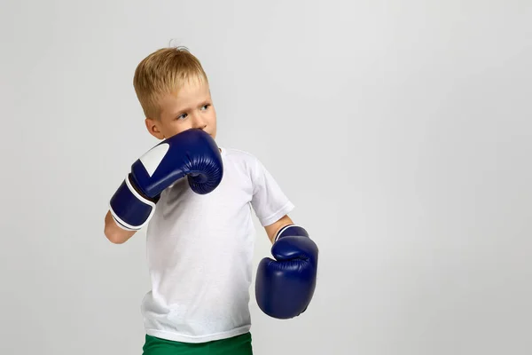 Boxning fighter pojke i boxerhandskar Royaltyfria Stockfoton