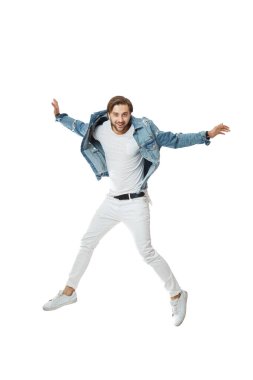 Kot pantolonlu yakışıklı çılgın adam atlıyor.