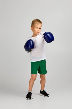 Boksör eldivenli boksör çocuk.