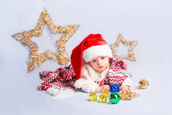 Little baby celebrates Christmas — Stock Photo, Image