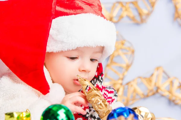 Little baby celebrates Christmas — Stock Photo, Image