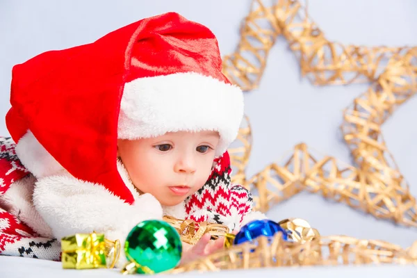 Little baby celebrates Christmas — Stock Photo, Image