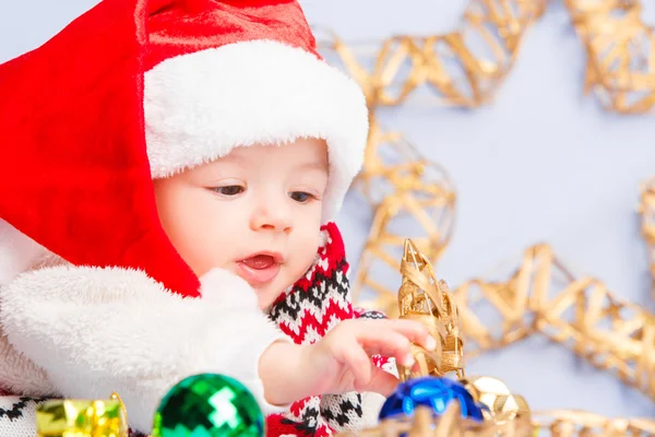 Little baby celebrates Christmas — Stock Photo, Image