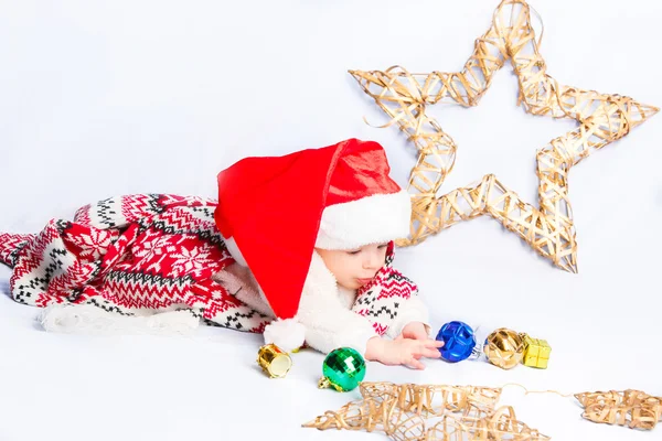 Little baby celebrates Christmas — Stock Photo, Image