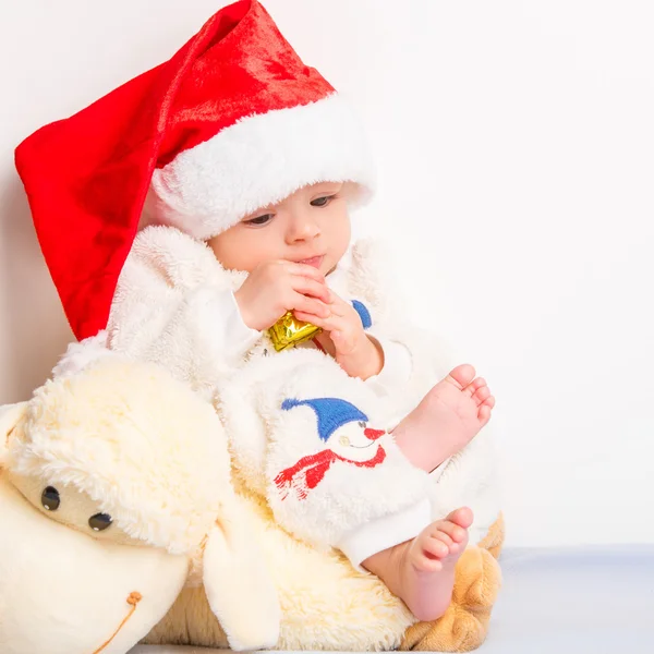 Little baby celebrates Christmas — Stock Photo, Image