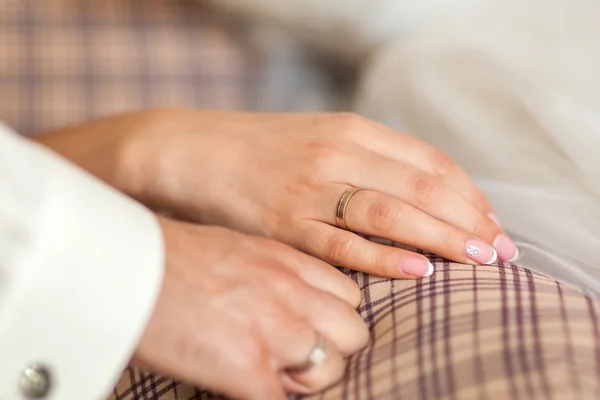 Wedding couple holding hands — Stock Photo, Image