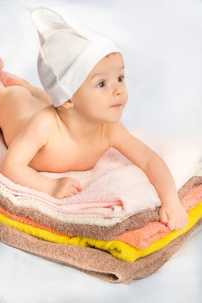 Baby on towels — Stock Photo, Image