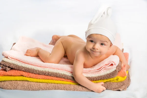 Baby on towels — Stock Photo, Image