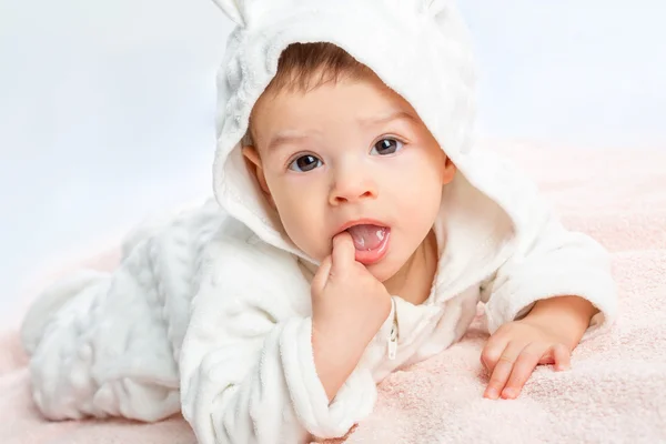 Baby on towel Stock Image