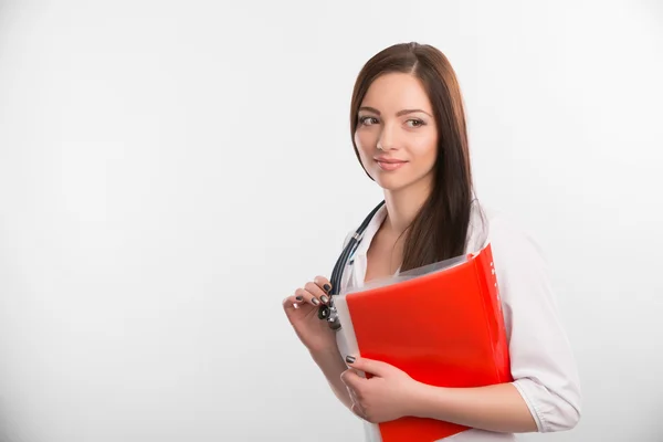 Female doctor with  folder — Stock Photo, Image