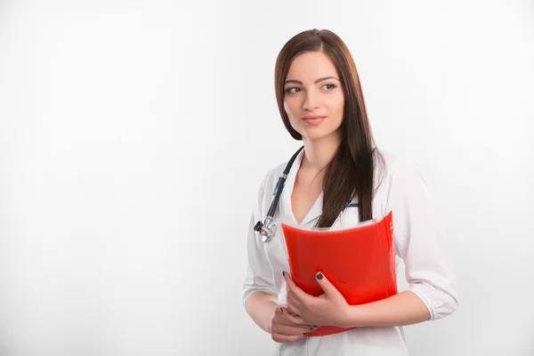 Female doctor with  folder — Stock Photo, Image