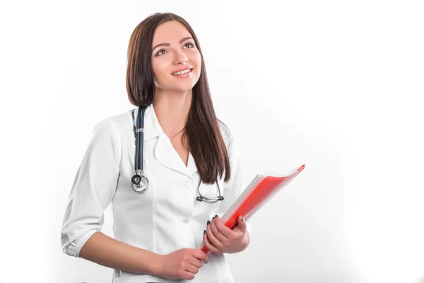 Female doctor with  folder — Stock Photo, Image