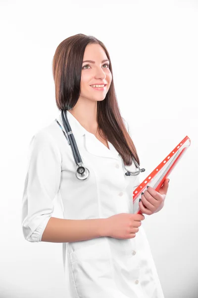 Médico femenino con carpeta — Foto de Stock