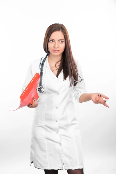 Female doctor with  folder — Stock Photo, Image