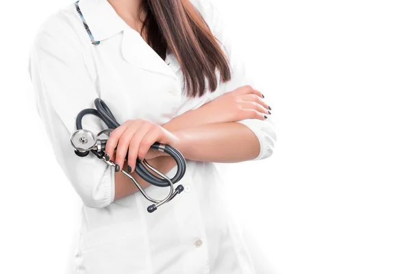 Doctor holding her stethoscope — Stock Photo, Image