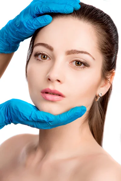 Female face with beauty treatment — Stock Photo, Image