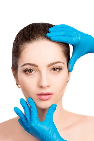 Female face with beauty treatment — Stock Photo, Image