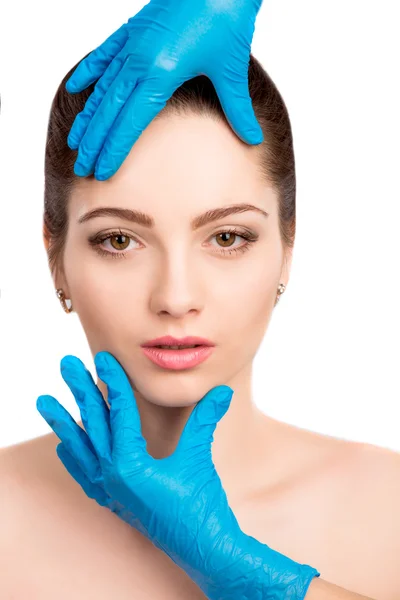 Female face with beauty treatment — Stock Photo, Image